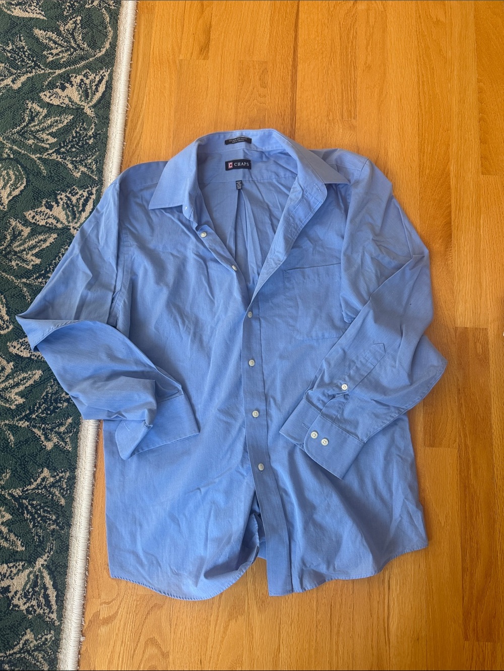 Chaps Light Blue Button-Front Shirt Jacket